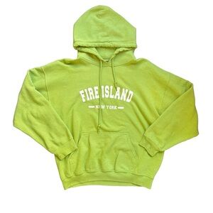 Neon Lime Green Fire Island Hoodie – Vintage Retro Cool! 🌟 size medium